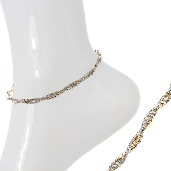 RHINESTONE 2 LINE TWISTED STRETCH ANKLET