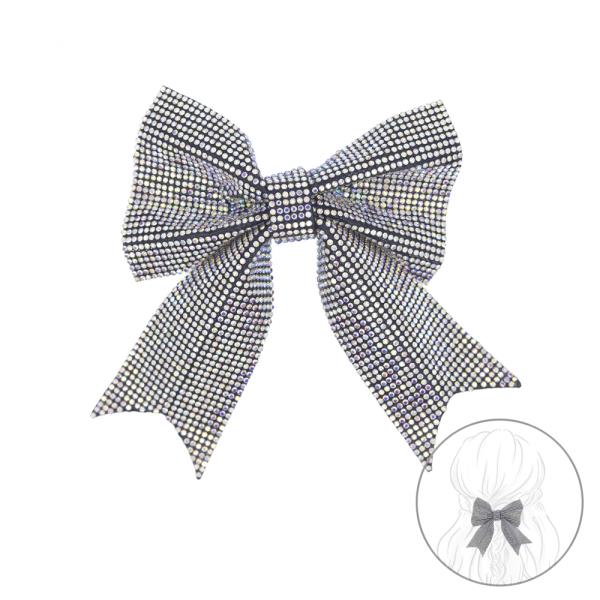 SUEDE CRYSTAL BOW BARRETTE