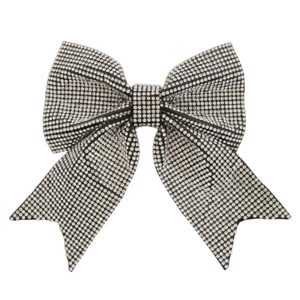 SUEDE CRYSTAL BOW BARRETTE