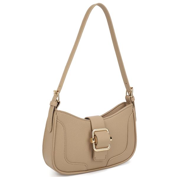 SMOOTH BUCKLE DESIGN SHOULDER BAG