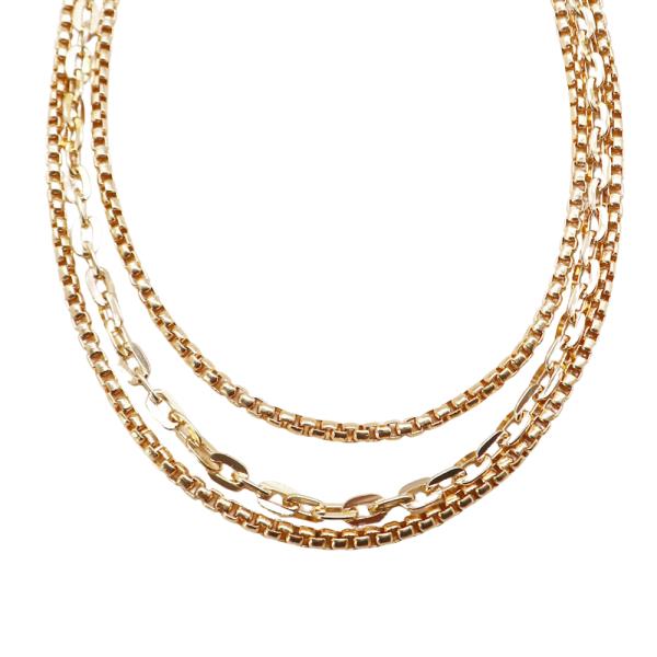 3 LAYERED METAL CHAIN NECKLACE