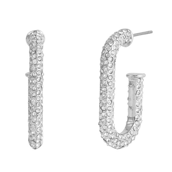 RHINESTONE OPEN OVAL EARRING