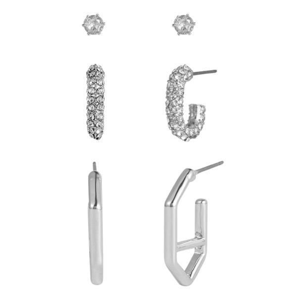 RHINESTONE METAL ASSORTED EARRING SET