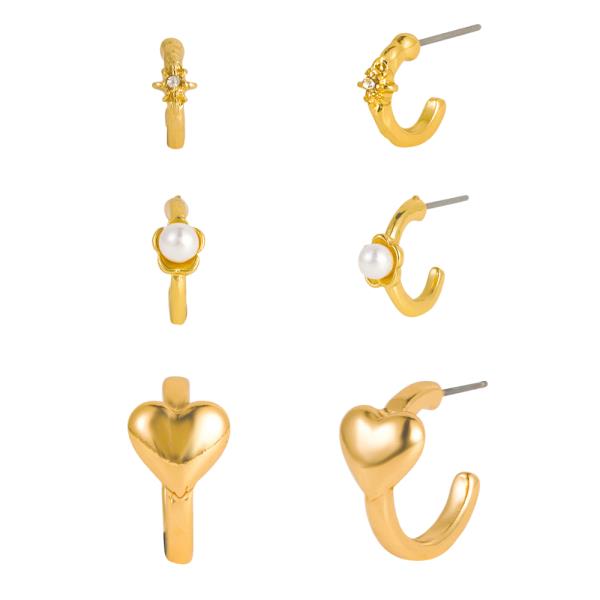 HEART SHAPE MINI HOOP EARRING SET