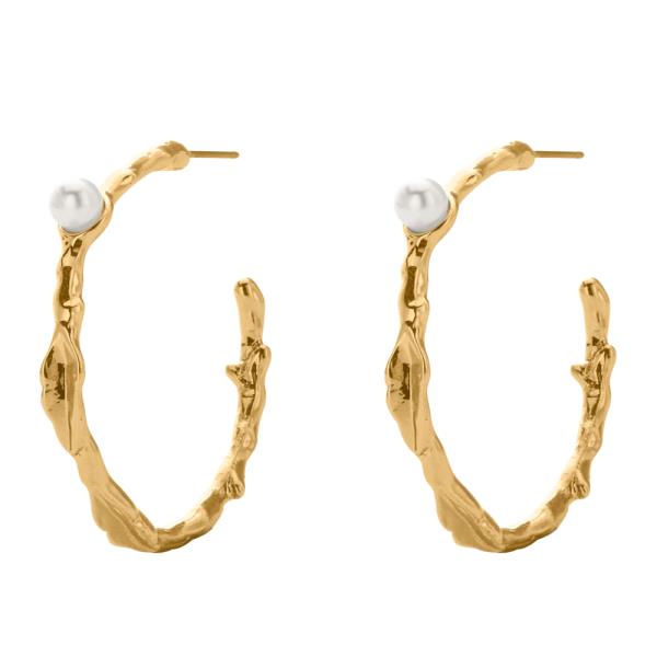 PEARL BEAD OPEN HOOP EARRING