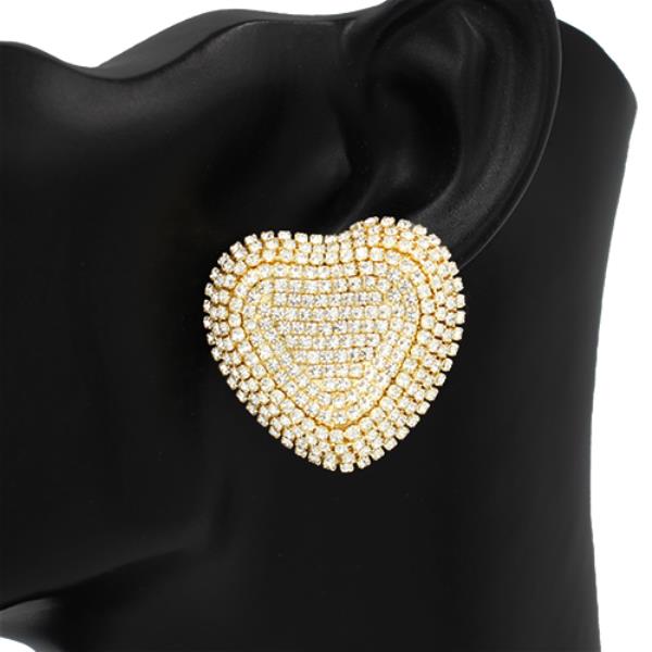 WIDE RHINESTONE HEART POST EARRING