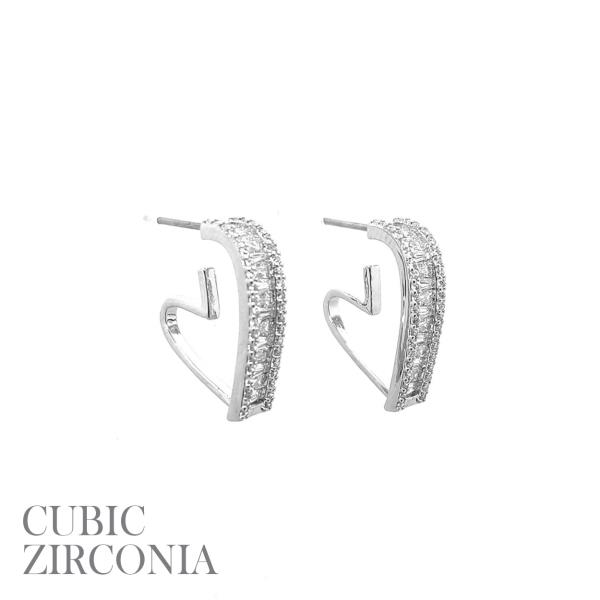 CZ SIDE HEART SHAPE POST EARRING