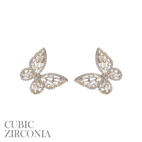 CZ BAGUETTE BUTTERFLY EARRING