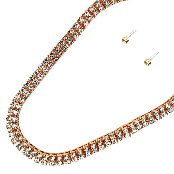 TWO LINED RHINESTONE NECKLACE