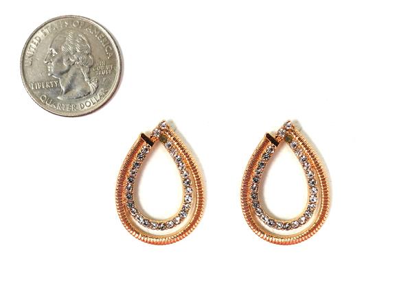 RHINESTONE TEARDROP METAL EARRING