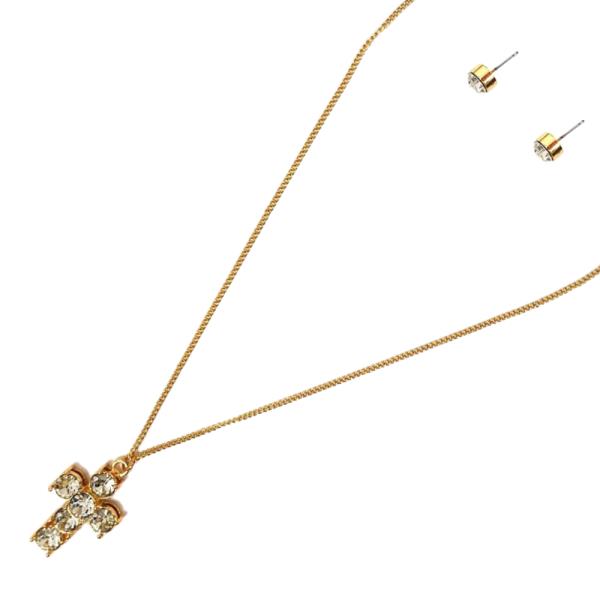 CROSS RHINESTONE PENDANT NECKLACE