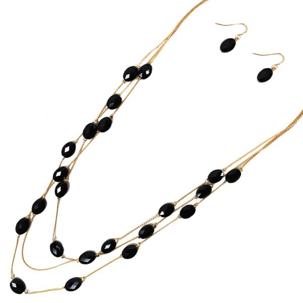 OVAL BEADED STATION LAYERED NECKLACE