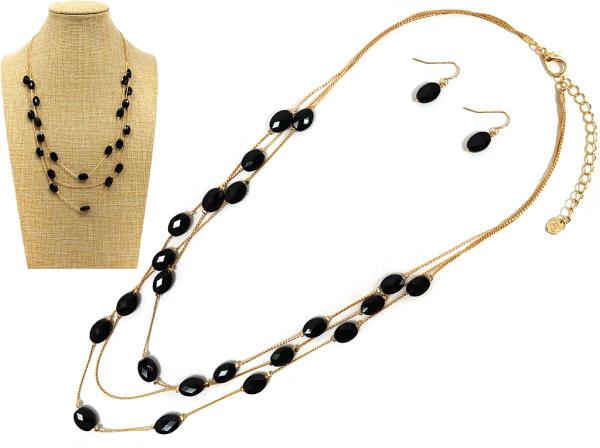 OVAL BEADED STATION LAYERED NECKLACE