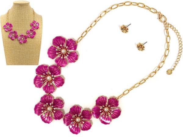 FLOWER LINK METAL NECKLACE