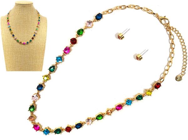 COLORFUL RHINESTONE NECKLACE