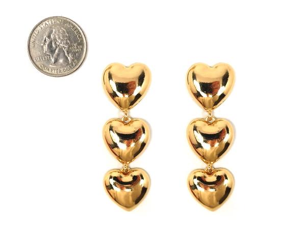 TRIPLE HEART METAL DANGLE EARRING