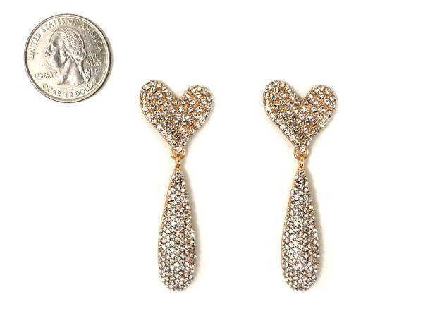 HEART TEARDROP LINK RHINESTONE EARRING