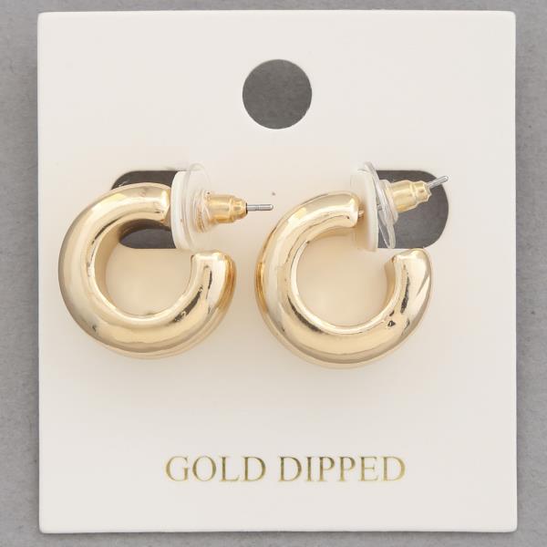 DOUBLE PIPE OPEN HOOP GOLD DIPPED EARRING