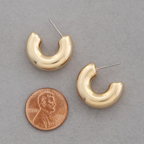 MINI PIPE OPEN HOOP GOLD DIPPED EARRING