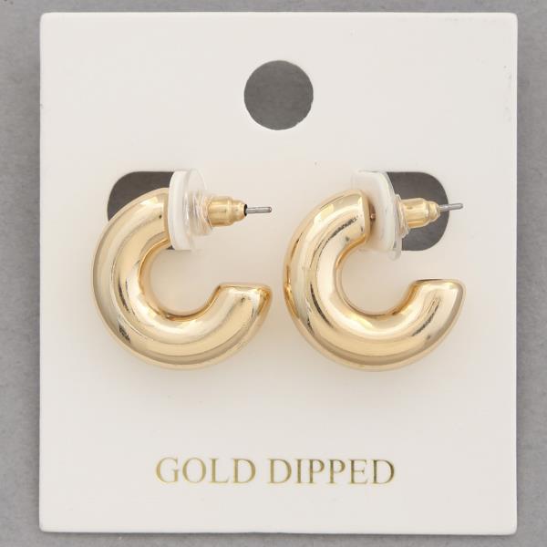 MINI PIPE OPEN HOOP GOLD DIPPED EARRING