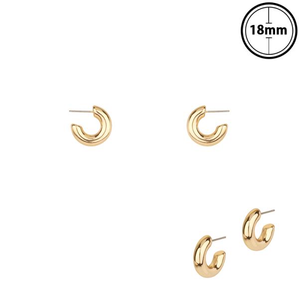 PUFFY METAL HOOP EARRING