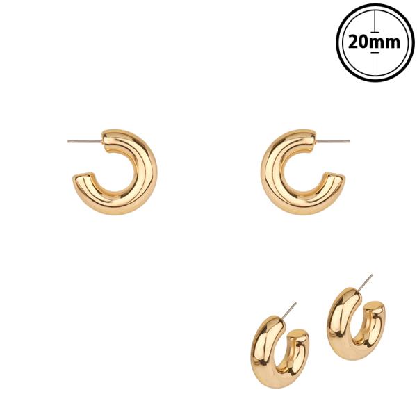 PUFFY METAL HOOP EARRING