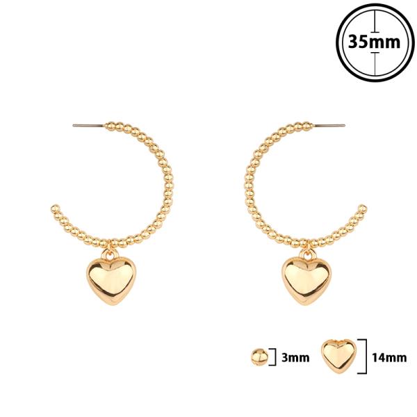 CCB BALL HEART HOOP EARRING