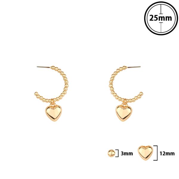 CCBBALL HEART HOOP EARRING