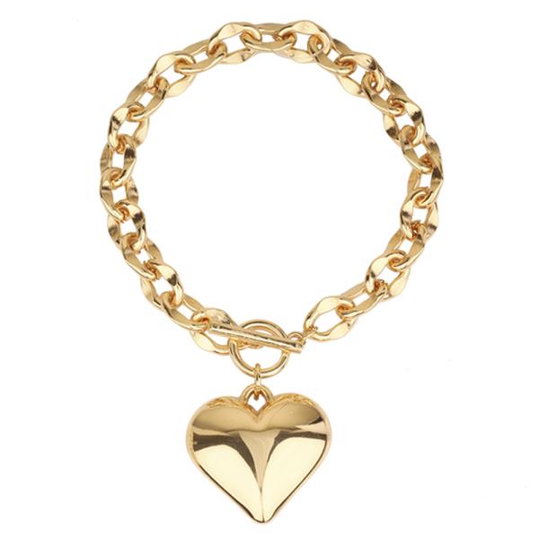 METAL CCB HEART LINK TOGGLE BRACELET