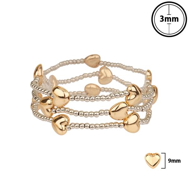 CCBBALL HEART MULTI STACKABLE ELASTIC BRACELET