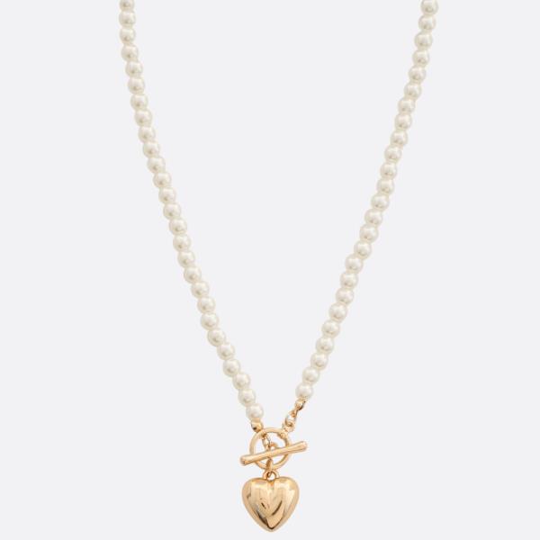 PEARL HEART TOGGLE NECKLACE