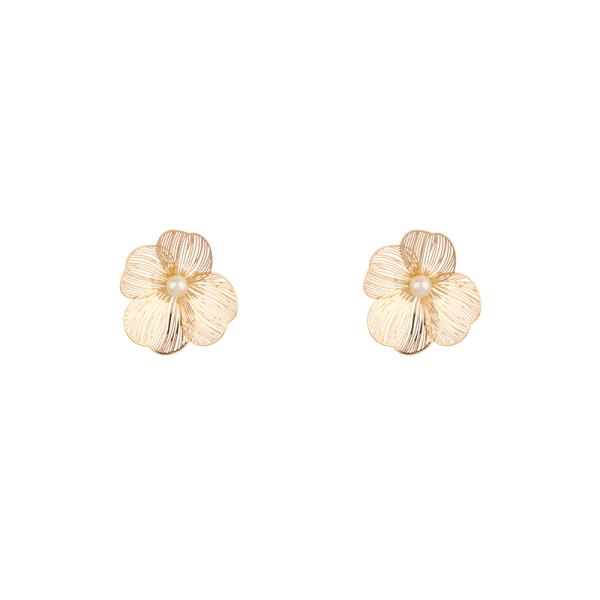 FLOWER PEARL BEAD GOLD DIPPED EARRING