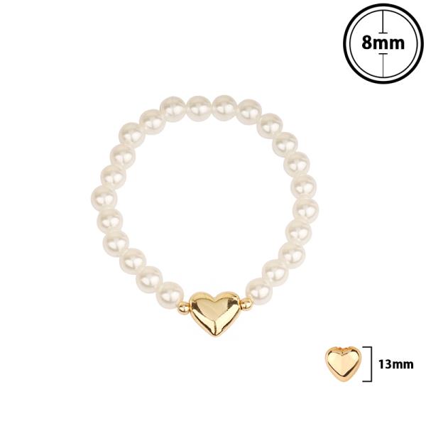 PEARL CCB HEART ELASTIC BRACELET