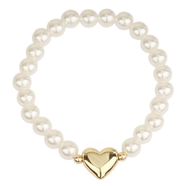 PEARL CCB HEART ELASTIC BRACELET