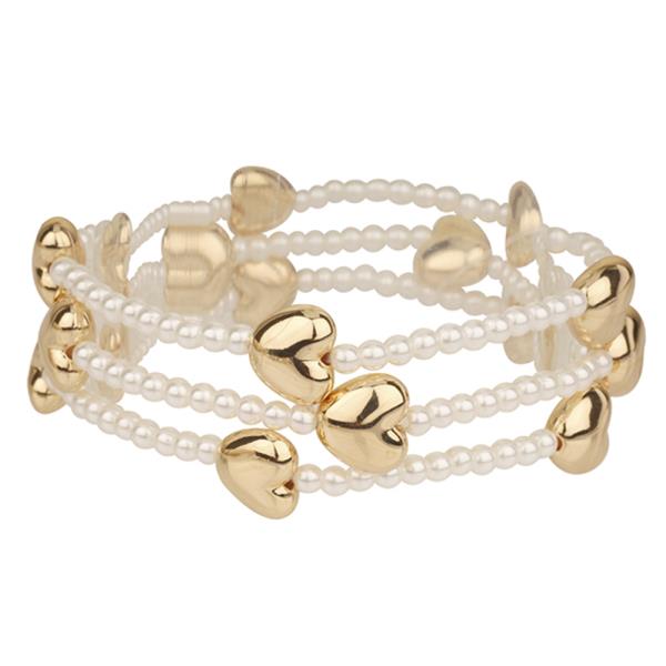 PEARL CCB HEART MULTI STACKABLE ELASTIC BRACELET