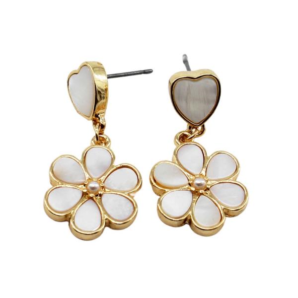 HEART FLOWER LINK DANGLE EARRING