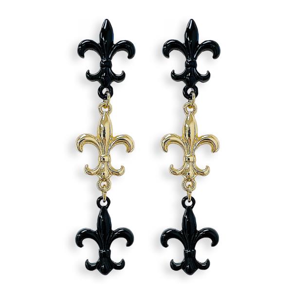 FLEUR DE LIS TIERED DANGLE EARRING