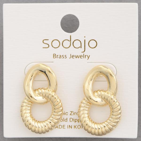 SODAJO TEXTURED LINK METAL GOLD DIPPED EARRING