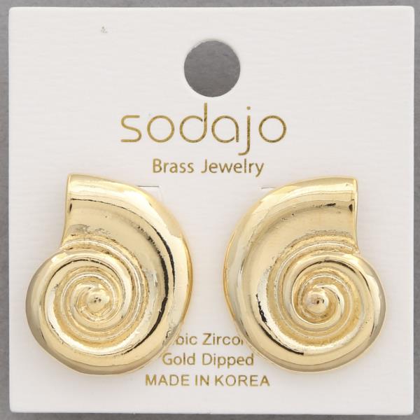 SODAJO SWIRL SEASHELL GOLD DIPPED EARRING