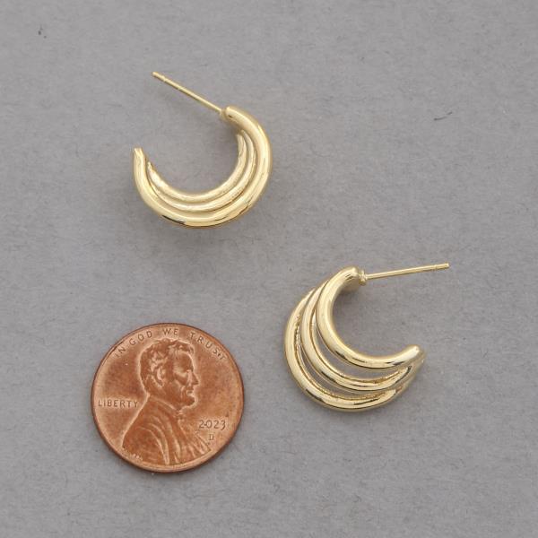 SODAJO TRIPLE HOOP GOLD DIPPED EARRING