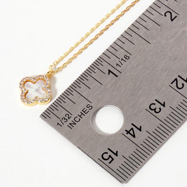 GOLD DIPPED CZ CLOVER PENDANT NECKLACE