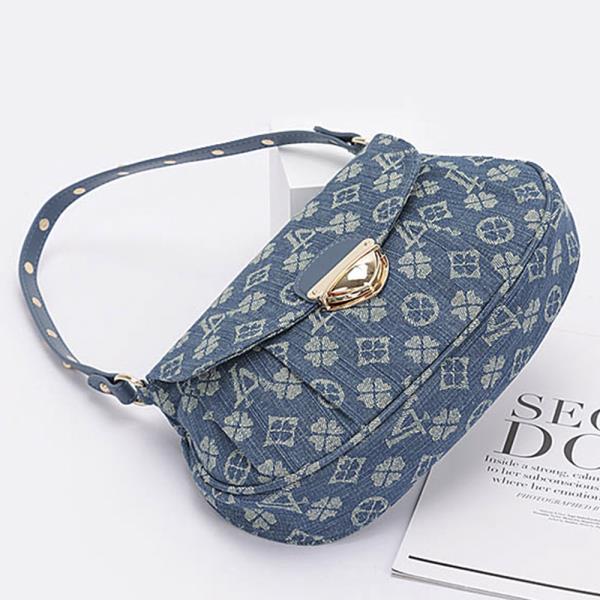 DENIM DESIGN PRINTED SHOULDER BAG