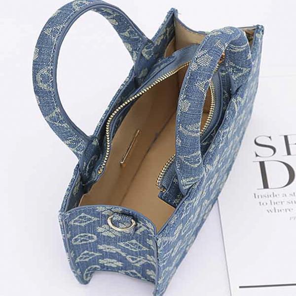 DENIM PRINTED DESIGN TOTE BAG