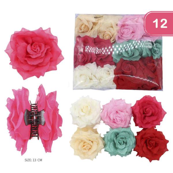 ROSE HAIR CLAW JAW CLIP (12 UNITS)