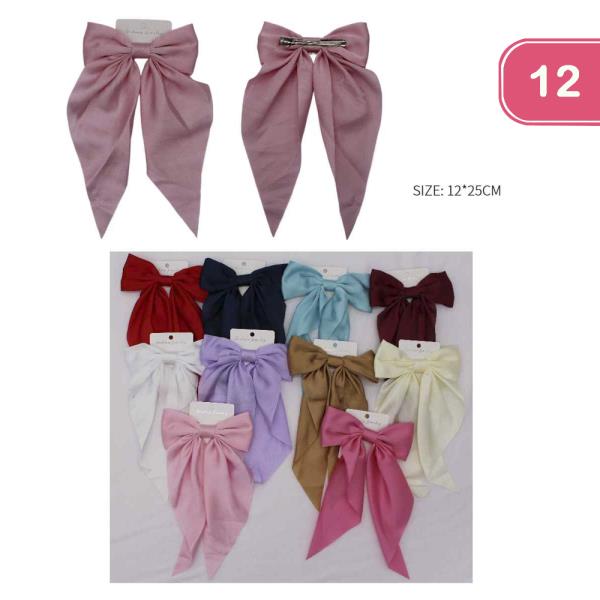 RIBBON HAIR BOW PIN (12 UNITS)