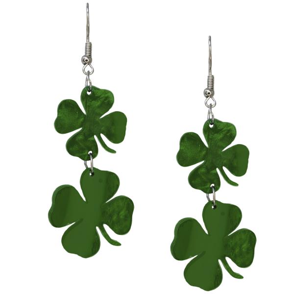 ST. PATRICK`S DAY CLOVER ACETATE DROP EARRING