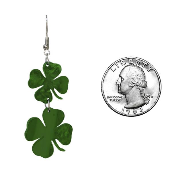 ST. PATRICK`S DAY CLOVER ACETATE DROP EARRING