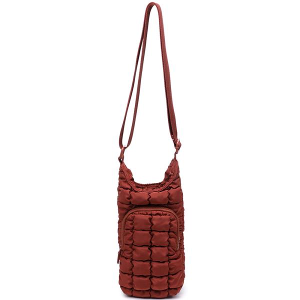 QUILTED PUFF CUSHION CUP HOLDER CROSSBODY BAG