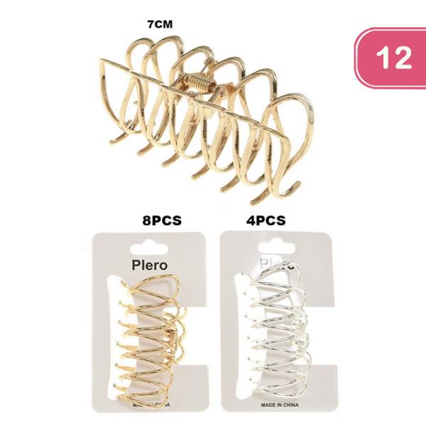 METAL HAIR CLAW JAW CLIP (12 UNITS)