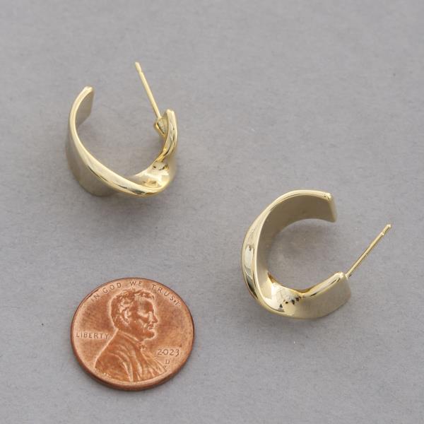 BENT CURVE METAL OPEN HOOP EARRING